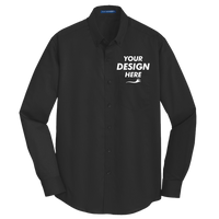 Port Authority Tall SuperPro Twill Shirt, Black, Front view, Mockup
