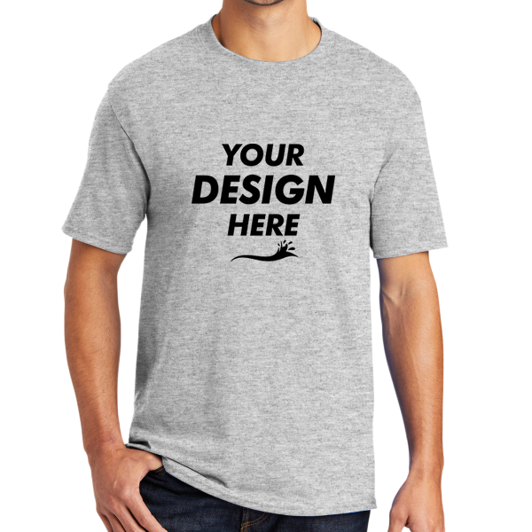 Port & Co Core Blend Tee, Ash, Front view, Mockup
