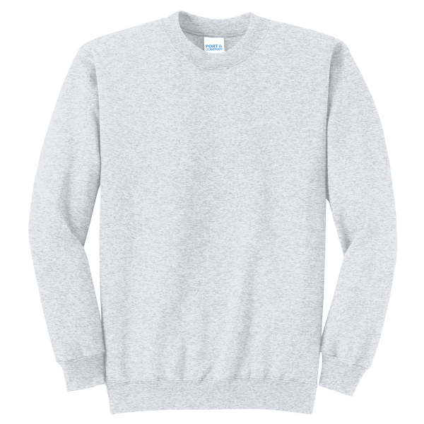 Port & Co Core Fleece Crewneck Sweatshirt, Ash, Front view