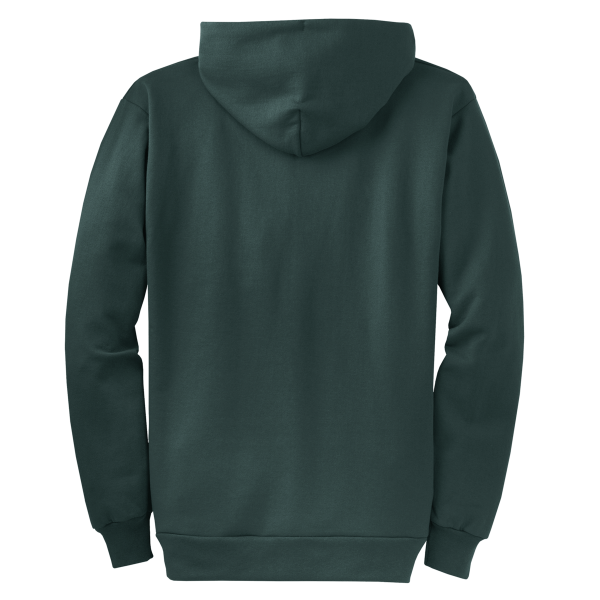 Port & Co Core Fleece Full Zip Hooded Sweatshirt, Dark Green, Back view