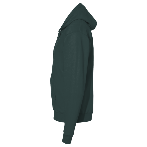 Port & Co Core Fleece Full Zip Hooded Sweatshirt, Dark Green, Left Sleeve view