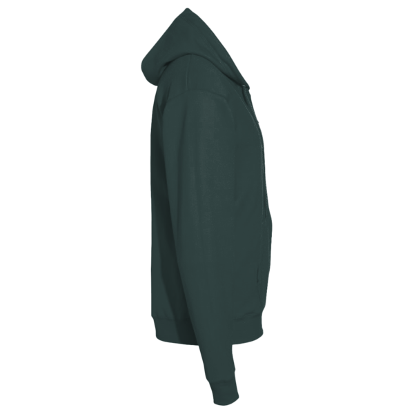 Port & Co Core Fleece Full Zip Hooded Sweatshirt, Dark Green, Right Sleeve view