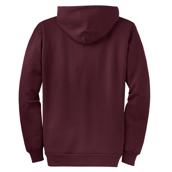 Port & Co Core Fleece Full Zip Hooded Sweatshirt, Maroon, Back view
