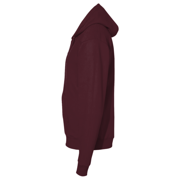 Port & Co Core Fleece Full Zip Hooded Sweatshirt, Maroon, Left Sleeve view