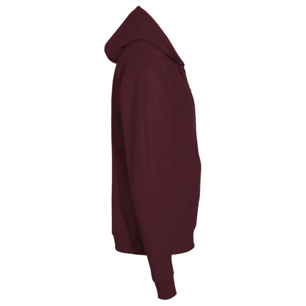Port & Co Core Fleece Full Zip Hooded Sweatshirt, Maroon, Right Sleeve view