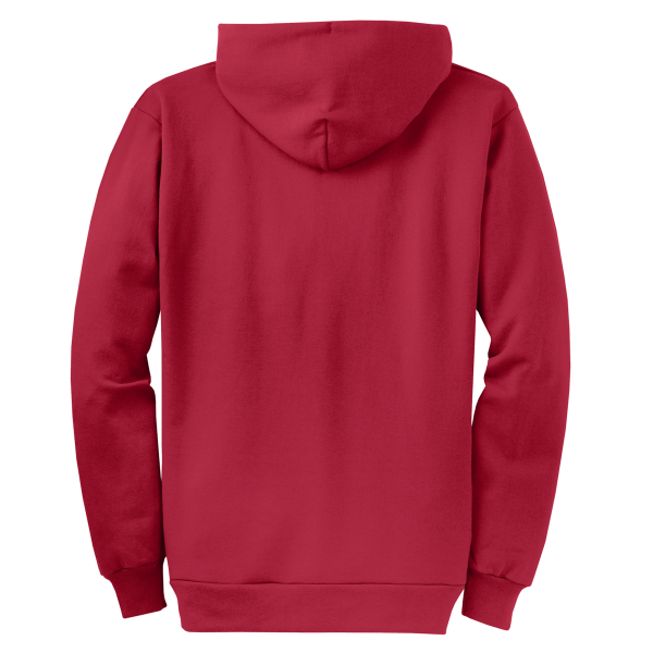 Port & Co Core Fleece Full Zip Hooded Sweatshirt, Red, Back view