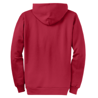 Port & Co Core Fleece Full Zip Hooded Sweatshirt, Red, Back view