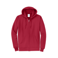 Port & Co Core Fleece Full Zip Hooded Sweatshirt, Red, Front view