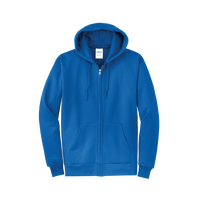 Port & Co Core Fleece Full Zip Hooded Sweatshirt, Royal, Front view