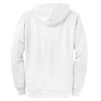 Port & Co Core Fleece Full Zip Hooded Sweatshirt, White, Back view