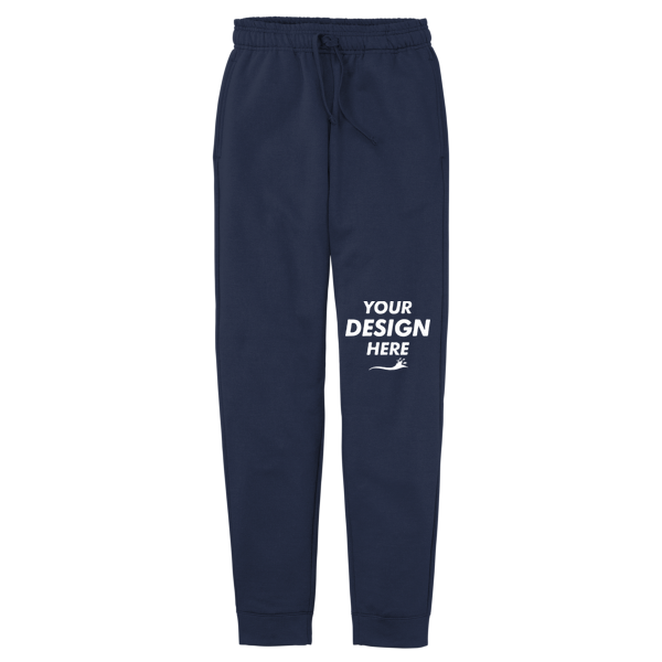 Port & Co Core Fleece Jogger, Navy, Front view, Mockup