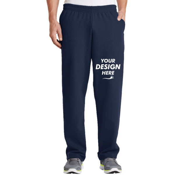 Port & Co Core Fleece Sweatpant with Pockets, Navy, Front view, Mockup