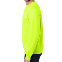 Port & Co Essential Fleece Crewneck Sweatshirt, Safety Green, Left Sleeve view