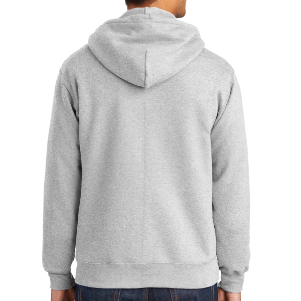 Port & Co Essential Fleece Full Zip Hooded Sweatshirt, Ash, Back view
