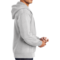 Port & Co Essential Fleece Full Zip Hooded Sweatshirt, Ash, Right Sleeve view