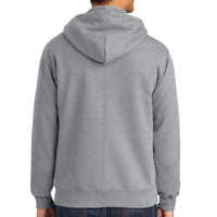 Port & Co Essential Fleece Full Zip Hooded Sweatshirt, Athletic Heather, Back view