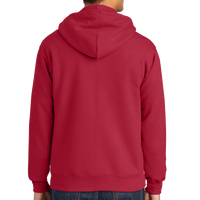 Port & Co Essential Fleece Full Zip Hooded Sweatshirt, Red, Back view