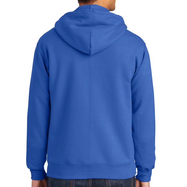 Port & Co Essential Fleece Full Zip Hooded Sweatshirt, Royal, Back view
