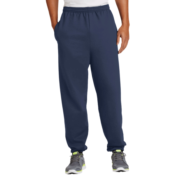 Port & Co Essential Fleece Sweatpant with Pockets, Navy, Front view
