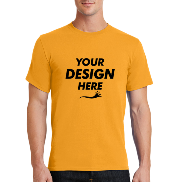 Port & Co Essential Tee, Gold, Front view, Mockup