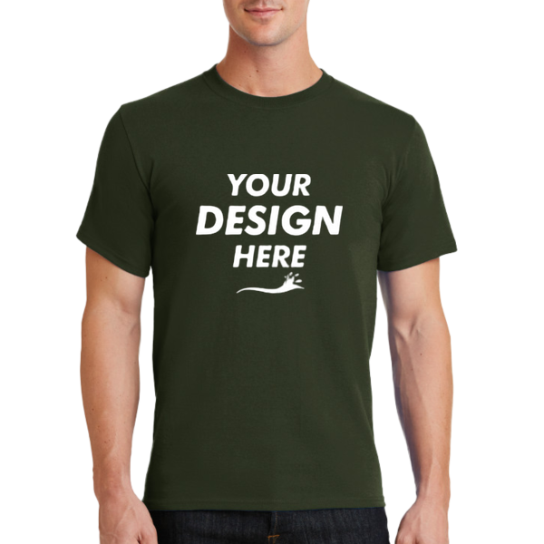 Port & Co Essential Tee, Olive, Front view, Mockup