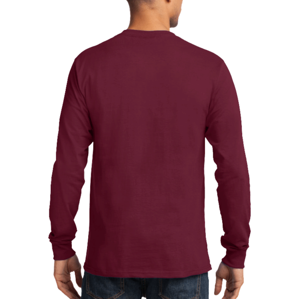 Port & Co Long Sleeve Essential Tee, Cardinal, Back view
