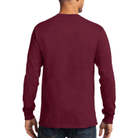 Port & Co Long Sleeve Essential Tee, Cardinal, Back view