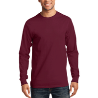Port & Co Long Sleeve Essential Tee, Cardinal, Front view