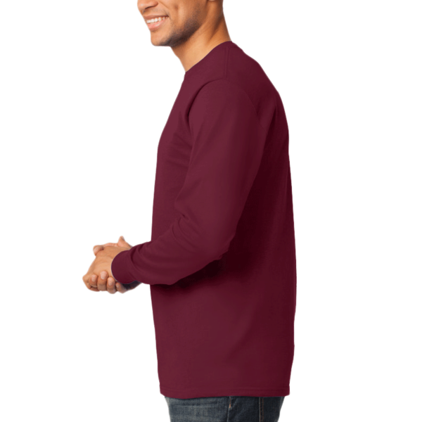 Port & Co Long Sleeve Essential Tee, Cardinal, Left Sleeve view