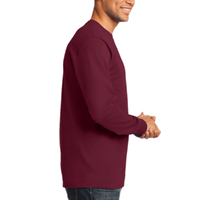 Port & Co Long Sleeve Essential Tee, Cardinal, Right Sleeve view