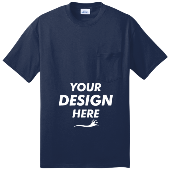 Port & Co Tall Core Blend Pocket Tee, Navy, Front view, Mockup