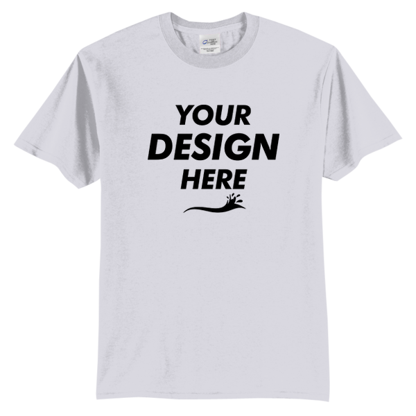 Port & Co Tall Core Blend Tee, Ash, Front view, Mockup