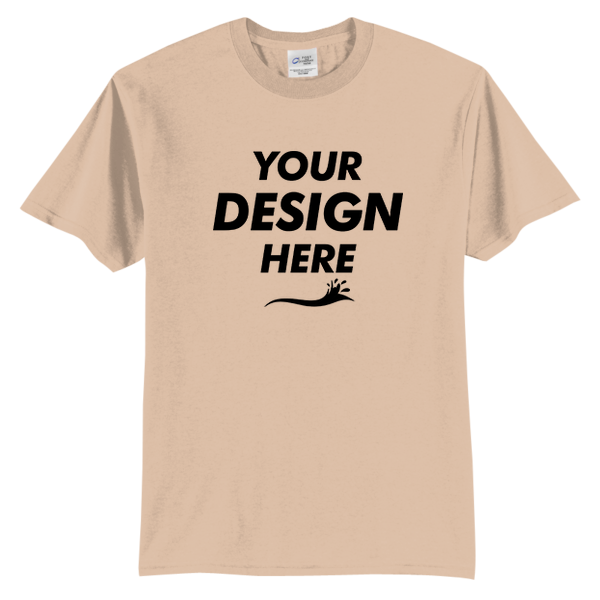 Port & Co Tall Core Blend Tee, Desert Sand, Front view, Mockup