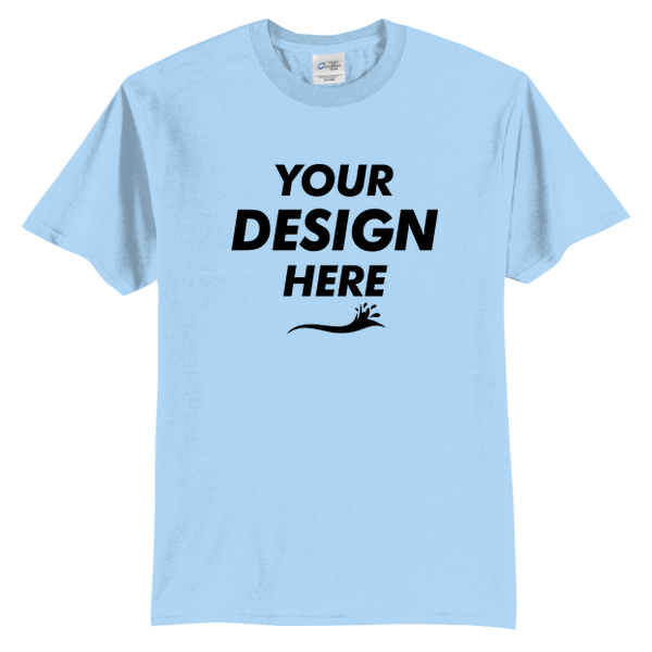 Port & Co Tall Core Blend Tee, Light Blue, Front view, Mockup