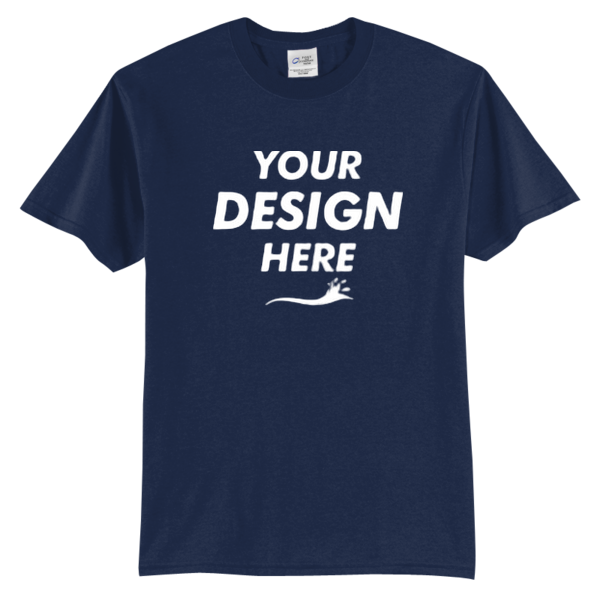 Port & Co Tall Core Blend Tee, Navy, Front view, Mockup