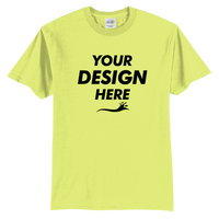 Port & Co Tall Core Blend Tee, Safety Green, Front view, Mockup