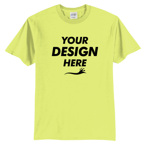 Port & Co Tall Core Blend Tee, Safety Green, Front view, Mockup