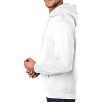 Port & Co Tall Core Fleece Pullover Hooded Sweatshirt, White, Left Sleeve view