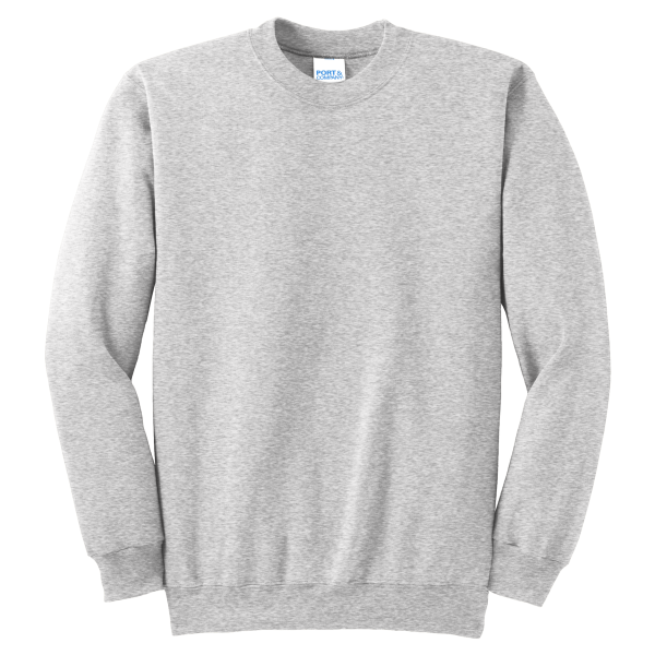 Port & Co Tall Essential Fleece Crewneck Sweatshirt, Ash, Front view