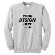 Port & Co Tall Essential Fleece Crewneck Sweatshirt, Ash, Front view, Mockup