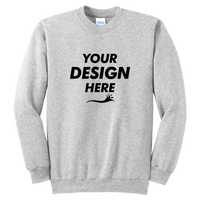 Port & Co Tall Essential Fleece Crewneck Sweatshirt, Ash, Front view, Mockup