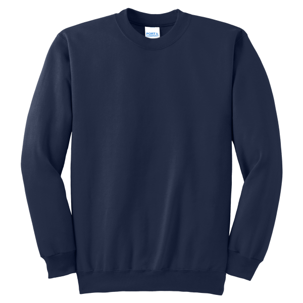 Port & Co Tall Essential Fleece Crewneck Sweatshirt, Navy, Front view