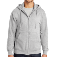 Port & Co Tall Essential Fleece Full Zip Hooded Sweatshirt, Ash, Front view