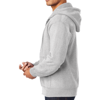 Port & Co Tall Essential Fleece Full Zip Hooded Sweatshirt, Ash, Left Sleeve view