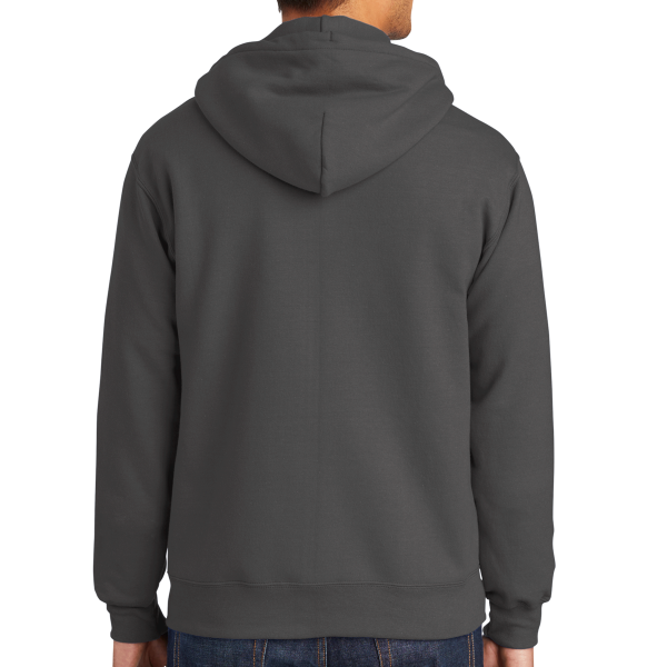Port & Co Tall Essential Fleece Full Zip Hooded Sweatshirt, Charcoal, Back view