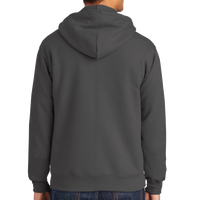 Port & Co Tall Essential Fleece Full Zip Hooded Sweatshirt, Charcoal, Back view