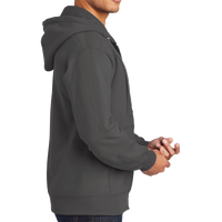 Port & Co Tall Essential Fleece Full Zip Hooded Sweatshirt, Charcoal, Right Sleeve view