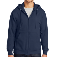 Port & Co Tall Essential Fleece Full Zip Hooded Sweatshirt, Navy, Front view