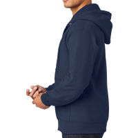 Port & Co Tall Essential Fleece Full Zip Hooded Sweatshirt, Navy, Left Sleeve view