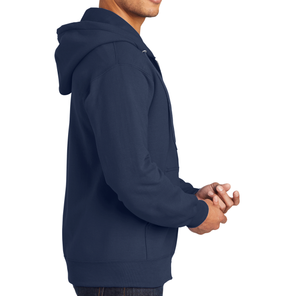 Port & Co Tall Essential Fleece Full Zip Hooded Sweatshirt, Navy, Right Sleeve view